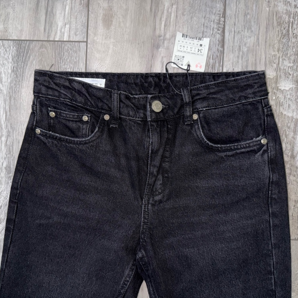 NWT Zara High Rise Straight Leg Black Jeans size 2 - Picture 3 of 6